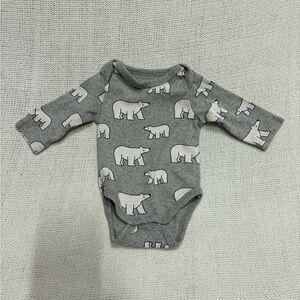 Monica and Andy- Organic Cotton- Charming Gray Polar Bear Baby Bodysuit